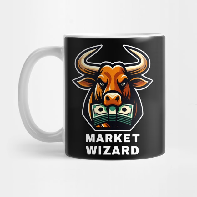 Market Wizard Bull Graphic T-Shirt, Stock Trader Gift, Financial Advisor Tee, Investor Fashion, Money-Themed Casual Wear by Cat In Orbit ®